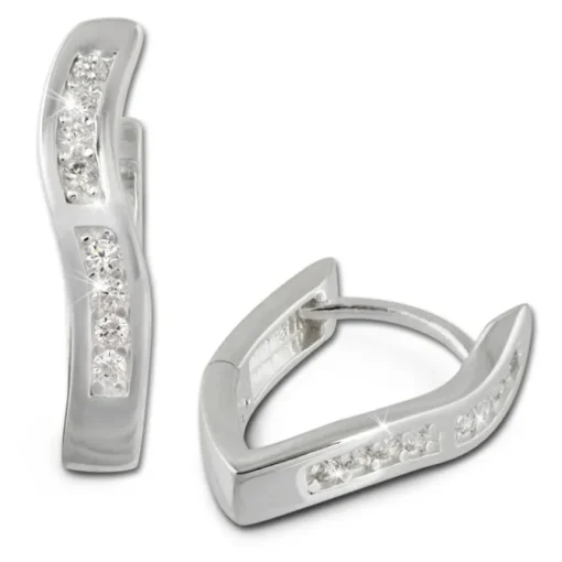 SilberDream Creole Welle Zirkonia 925 Sterling Silber Damen Ohrring SDO377W