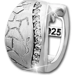 SilberDream Creole Welle Zirkonia weiß 925 Sterling Silber Damen SDO4308W