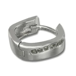 SilberDream Creole Welle Zirkonia 15mm 925 Silber Damen Ohrring SDO339W
