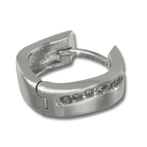 SilberDream Creole Welle Zirkonia 15mm 925 Silber Damen Ohrring SDO339W