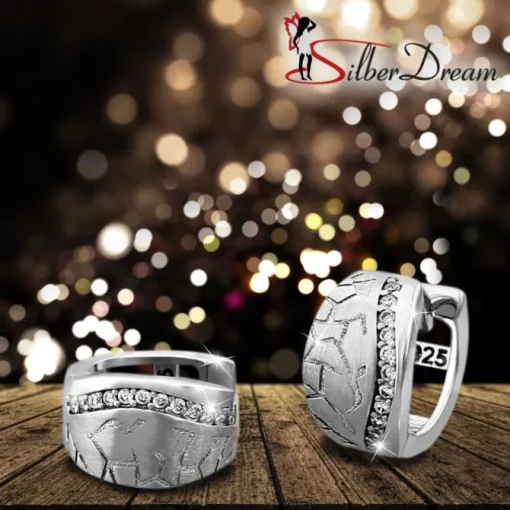 SilberDream Creole Welle Zirkonia weiß 925 Sterling Silber Damen SDO4308W