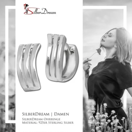 SilberDream Creole Welle 925 Sterling Silber Damen Ohrringe SDO4455J