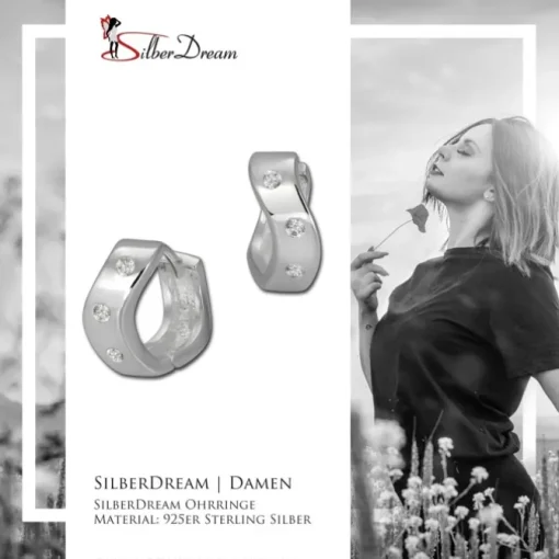SilberDream Creole Welle Zirkonia weiß 925er Silber Damen SDO395W