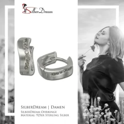 SilberDream Creole Welle Zirkonia 15mm 925 Silber Damen Ohrring SDO339W