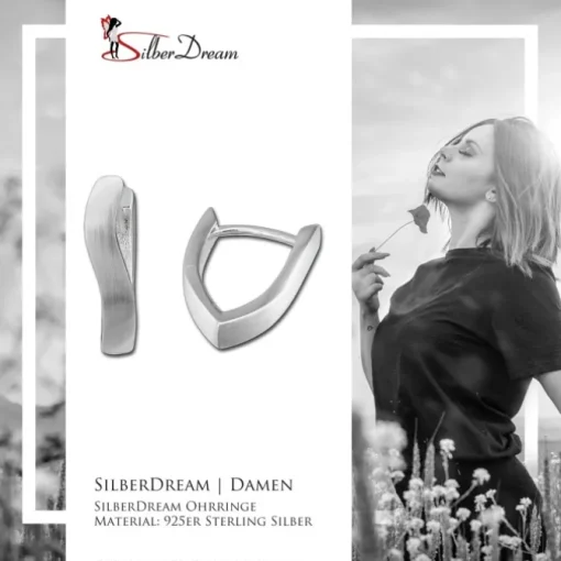 SilberDream Creole Welle matt 925 Sterling Silber Ohrring SDO352M