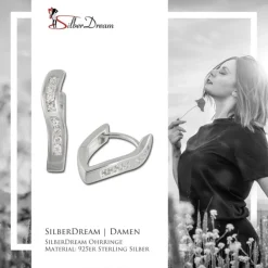 SilberDream Creole Welle Zirkonia 925 Sterling Silber Damen Ohrring SDO377W