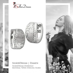 SilberDream Creole Welle Zirkonia weiß 925 Sterling Silber Damen SDO4308W