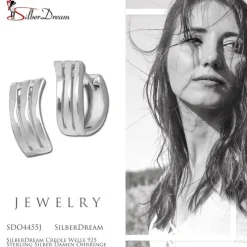 SilberDream Creole Welle 925 Sterling Silber Damen Ohrringe SDO4455J