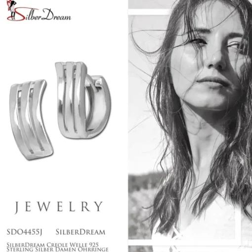 SilberDream Creole Welle 925 Sterling Silber Damen Ohrringe SDO4455J