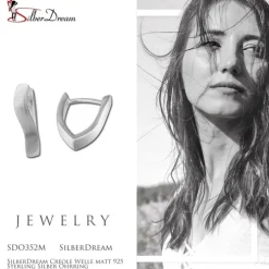 SilberDream Creole Welle matt 925 Sterling Silber Ohrring SDO352M