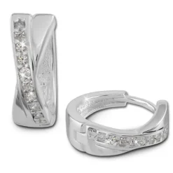 SilberDream Creole X-Form Zirkonia weiß 925 Sterling Silber Ohrring SDO380W