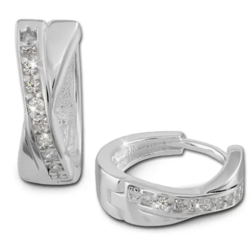 SilberDream Creole X-Form Zirkonia weiß 925 Sterling Silber Ohrring SDO380W