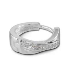 SilberDream Creole X-Form Zirkonia weiß 925 Sterling Silber Ohrring SDO380W