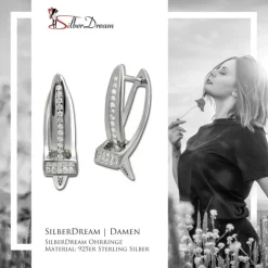 SilberDream Creole X-Form Zirkonia 925 Sterling Silber Damen Ohrringe SDO4450W