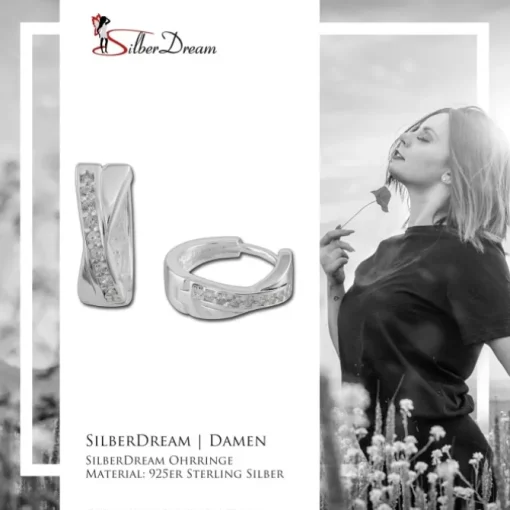 SilberDream Creole X-Form Zirkonia weiß 925 Sterling Silber Ohrring SDO380W