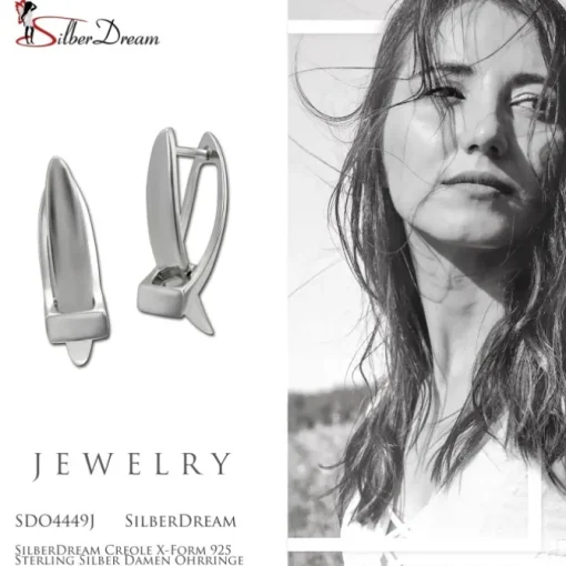 SilberDream Creole X-Form 925 Sterling Silber Damen Ohrringe SDO4449J