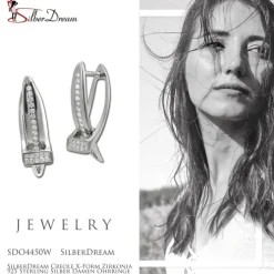 SilberDream Creole X-Form Zirkonia 925 Sterling Silber Damen Ohrringe SDO4450W