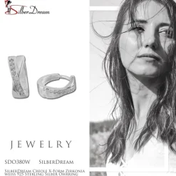 SilberDream Creole X-Form Zirkonia weiß 925 Sterling Silber Ohrring SDO380W