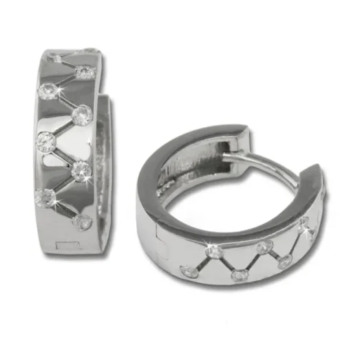 SilberDream Creole Zickzack Zirkonia 925 Silber Damen Ohrring SDO340W