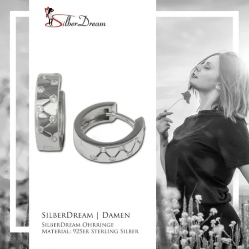 SilberDream Creole Zickzack Zirkonia 925 Silber Damen Ohrring SDO340W