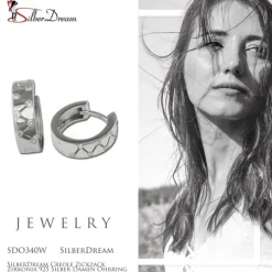 SilberDream Creole Zickzack Zirkonia 925 Silber Damen Ohrring SDO340W