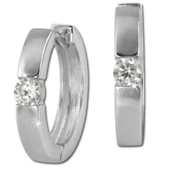 SilberDream Creole Zirkonia weiß Ohrring 925 Sterling Silber Schmuck SDO0037WJ