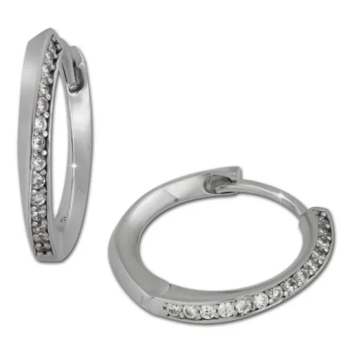 SilberDream Creole Zirkonia weiß 925 Sterling Silber Ohrring SDO350W