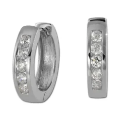 SilberDream Creole Zirkonia weiß Ohrring 925er Silber Schmuck SDO0045WJ