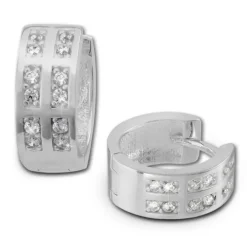 SilberDream Creole Zirkonia weiß 925 Sterling Silber Damen Ohrring SDO381W
