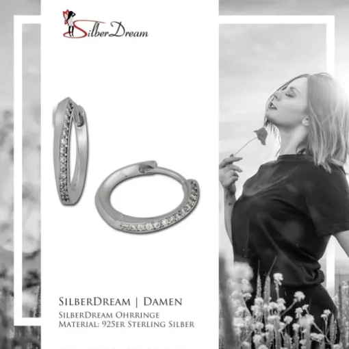 SilberDream Creole Zirkonia weiß 925 Sterling Silber Ohrring SDO350W