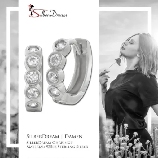 SilberDream Creole Zirkonia weiß 925 Sterling Silber Damen SDO4362W
