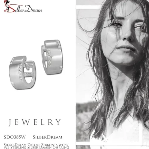 SilberDream Creole Zirkonia weiß 925 Sterling Silber Damen Ohrring SDO385W