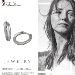 SilberDream Creole Zirkonia weiß 925 Sterling Silber Ohrring SDO350W