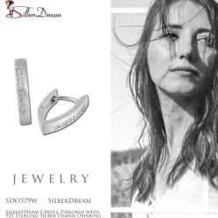 SilberDream Creole Zirkonia weiß 925 Sterling Silber Damen Ohrring SDO379W