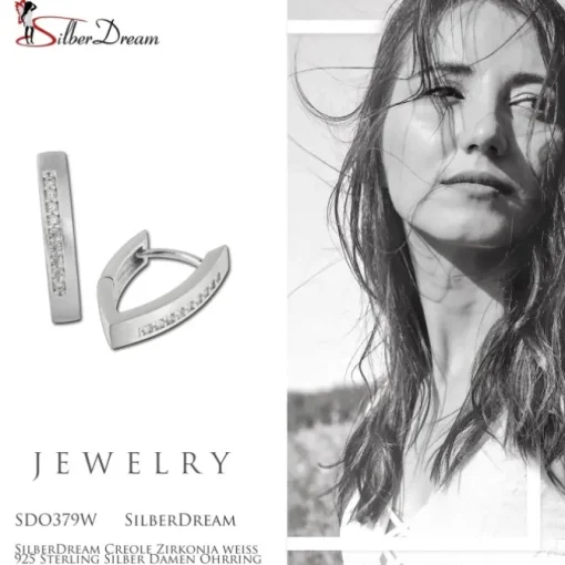 SilberDream Creole Zirkonia weiß 925 Sterling Silber Damen Ohrring SDO379W