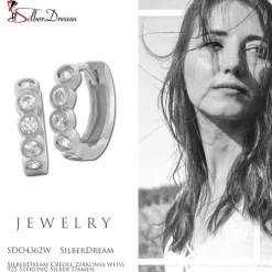 SilberDream Creole Zirkonia weiß 925 Sterling Silber Damen SDO4362W