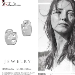SilberDream Creole Zirkonia-Blatt weiß 925 Sterling Silber Damen SDO4268W