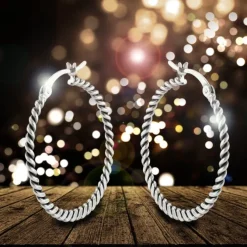 SilberDream Creole Zopfmuster 925 Sterling Silber Damen Ohrring SDO67292