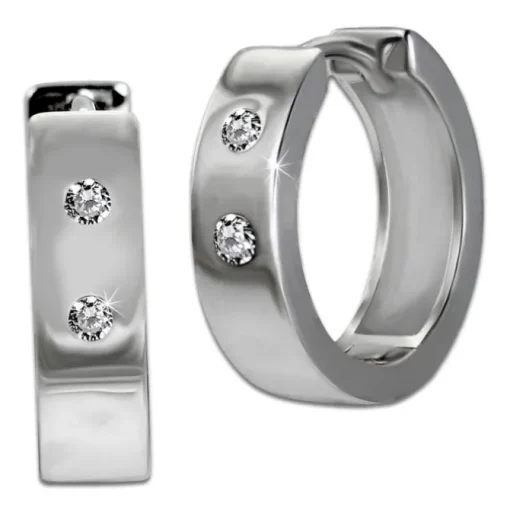 SilberDream Creole zwei Zirkonia weiß 925 Sterling Silber Damen SDO4360W