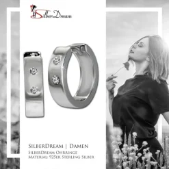 SilberDream Creole zwei Zirkonia weiß 925 Sterling Silber Damen SDO4360W