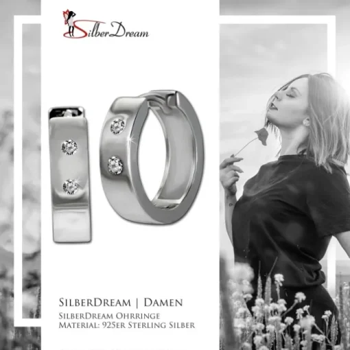 SilberDream Creole zwei Zirkonia weiß 925 Sterling Silber Damen SDO4360W