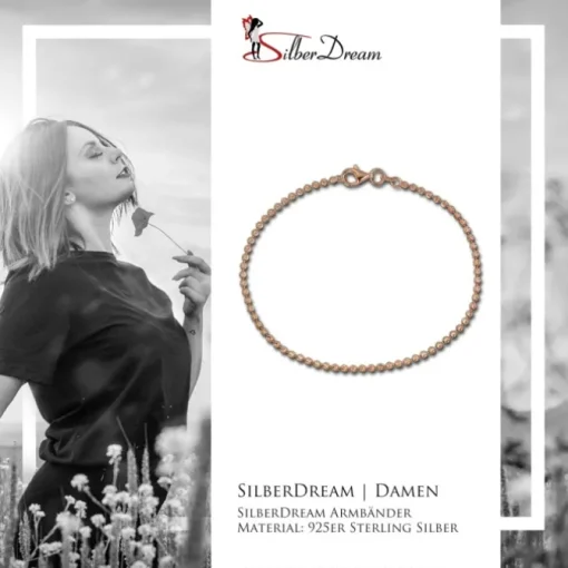 SilberDream Damen Armband Kugel 19cm rosevergoldet 925 Sterling Silber SDA2549E