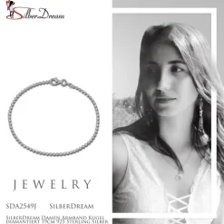 SilberDream Damen Armband Kugel diamantiert 19cm 925 Sterling Silber SDA2549J