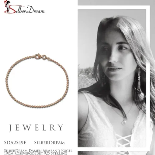 SilberDream Damen Armband Kugel 19cm rosevergoldet 925 Sterling Silber SDA2549E