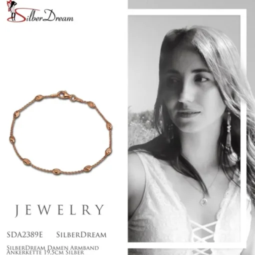 SilberDream Damen Armband Ankerkette 19,5cm Silber rosevergoldet Trend SDA2389E