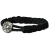 SilberDream Damen Lederarmband schwarz Glitzerverschluss Armband LAP522S
