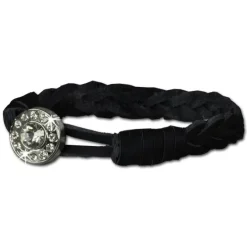 SilberDream Damen Lederarmband schwarz Glitzerverschluss Armband LAP522S