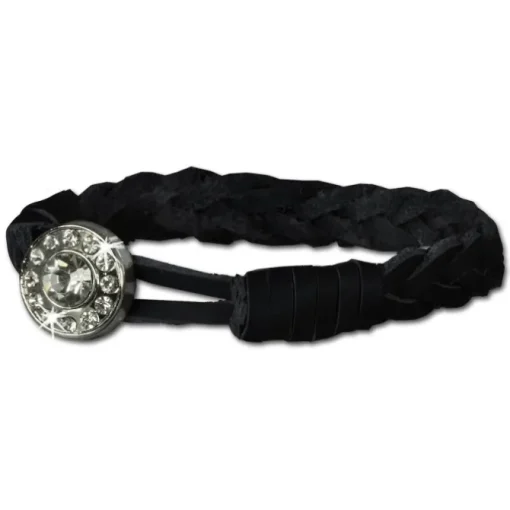 SilberDream Damen Lederarmband schwarz Glitzerverschluss Armband LAP522S