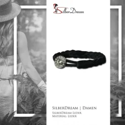 SilberDream Damen Lederarmband schwarz Glitzerverschluss Armband LAP522S