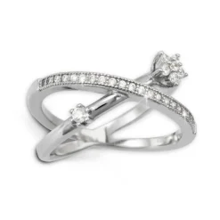 SilberDream Doppel Ring Zirkonia weiß Gr.54 925er Sterling Silber GSR400W54